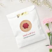 クッキーウォーター図解入りの、写真付きのカラーホリデークッキー フェイバーバッグ (封をした状態)