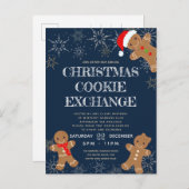 クッキーエクスチェンジパーティーネイビーホリデー インビテーションポストカード (正面/裏面)