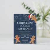 クッキーエクスチェンジパーティーネイビーホリデー インビテーションポストカード (スタンド正面)