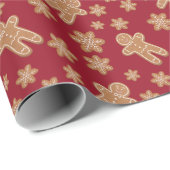 クッキーエクスチェンジホリデーパーティギンガーブレッドブルゴーニュ ラッピングペーパー (ロールコーナー)