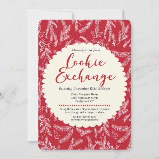 クッキーエクスチェンジホリデーパーティー招待状 招待状 (正面)