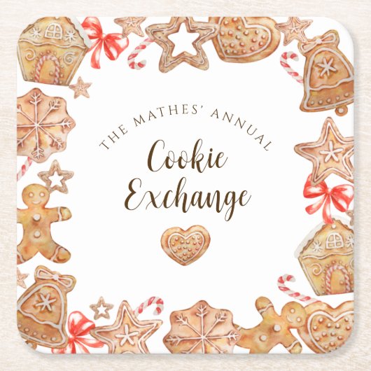 クッキーエクスチェンジホリデーパーティー スクエアペーパーコースター (正面)
