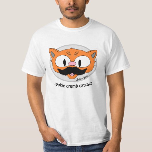 クッキーカスキャッチャーヒゲユーモア漫画猫 Tシャツ (正面)