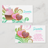 クッキーカップケーキベーカリーキュートスワールモダングリッター 名刺 (正面/裏面)