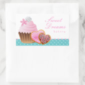 クッキーカップケーキベーカリーステッカーアイシングドットブルー 長方形シール (バッグ)