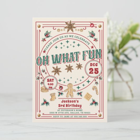 クッキークリスマスオウズおもしろい誕生日 招待状 (スタンド正面)