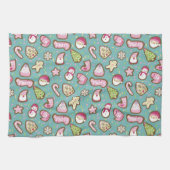 クッキークリスマスターコイズ キッチンタオル (横)