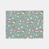 クッキークリスマスターコイズ フリースブランケット (正面(横))