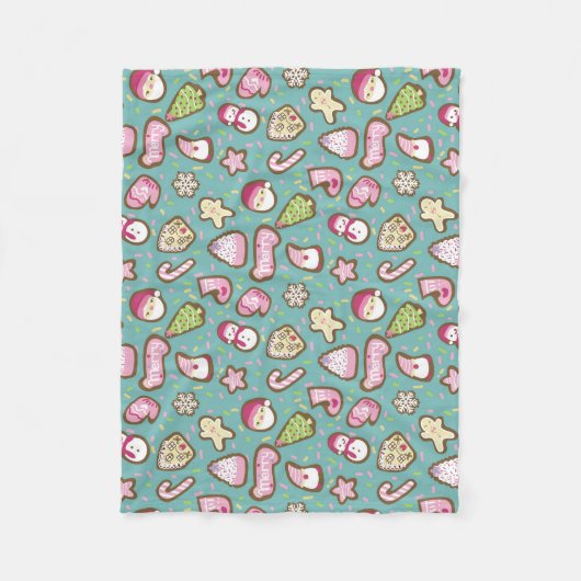 クッキークリスマスターコイズ フリースブランケット (正面)