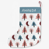 クッキーシェイプツリーパターンパステルピンク スモールクリスマスストッキング (裏面)