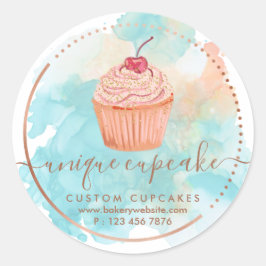 クッキースイーツペストリーベーカリーグラデーションベリーカップケーキ ラウンドシール