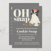 クッキースワップかわいい子犬のグレーモダン 招待状 (正面/裏面)