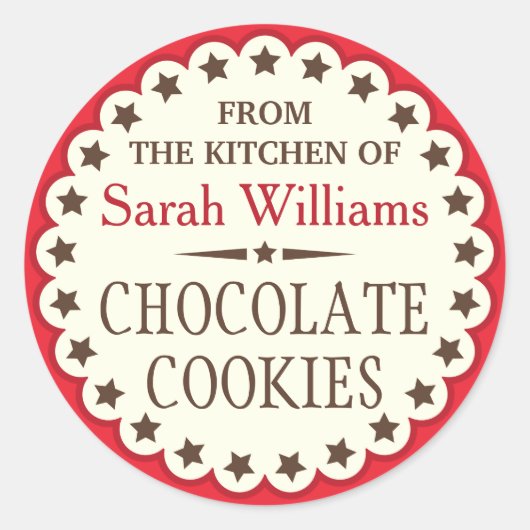 クッキースワップのキッチンから茶色の星 ラウンドシール (正面)