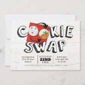 クッキースワップ交換ホリデークリスマスパーティー 招待状 (正面)