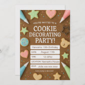 クッキーズ飾ウッド誕生日招待状 招待状 (正面/裏面)