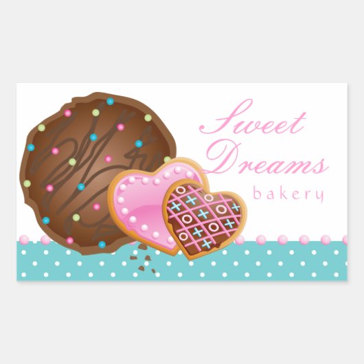 クッキーチョコレートドーナツベーカリーステッカーアイシングドット 長方形シール (正面)