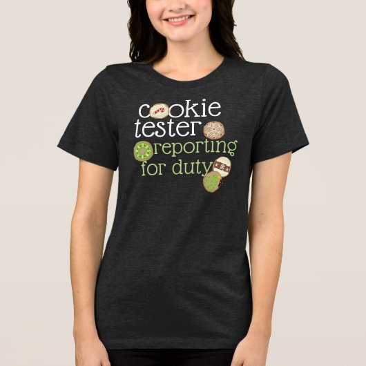 クッキーテスター任務に就く トライブレンドTシャツ (正面)