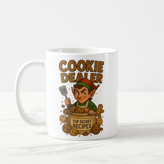 クッキーディーラーマグ | 面白いエルフのクリスマスマグ コーヒーマグカップ (左)