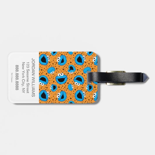 クッキーパターン上のクッキーモンスター ラゲッジタグ (裏面横)