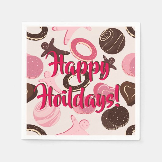 クッキーパーティーおもしろいハッピーホリデー！ スタンダードカクテルナプキン (正面)