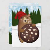 クッキーベアホリデイベーキング自家製バイクリスマス シーズンカード (正面/裏面)