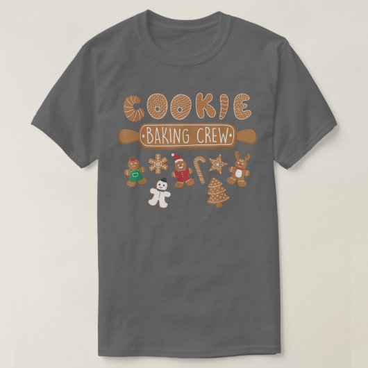 クッキーベーキングクルーおもしろいクリスマスジンジャーブレッド Tシャツ (デザイン正面)