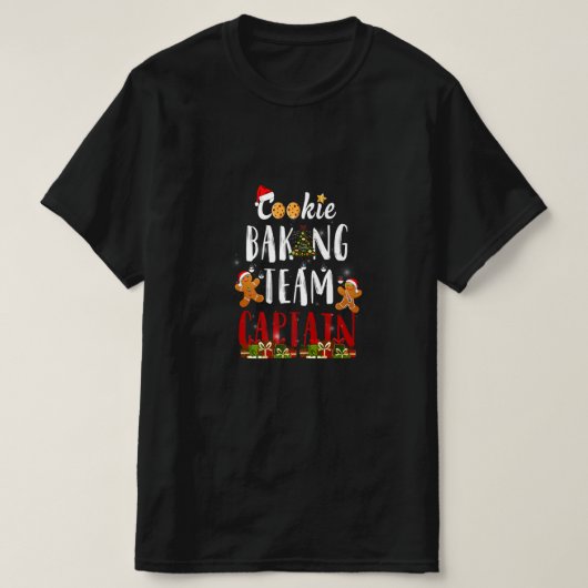 クッキーベーキングチームキャプテンジンジャーブレッドクリスマスF Tシャツ (デザイン正面)
