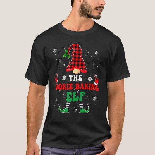 クッキーベーキング小妖精や小人ファミリーマッチングクリスマスパジャマ Tシャツ (正面)