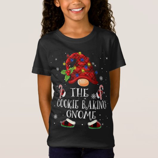 クッキーベーキング格言バッファロープレイドクリスマスツリーL Tシャツ (正面)