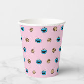 クッキーモンスターとコーヒーのピンクパターン 紙コップ (正面)