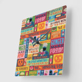 クッキーモンスターのグルメトラックパターン スクエア壁時計 (傾斜)