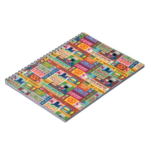 クッキーモンスターのグルメトラックパターン ノートブック (左側)