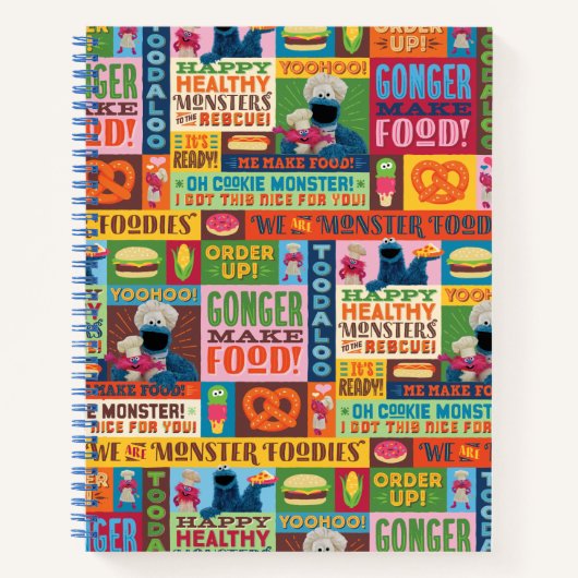 クッキーモンスターのグルメトラックパターン ノートブック (正面)