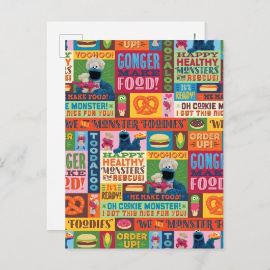 クッキーモンスターのグルメトラックパターン ポストカード (正面/裏面)