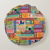 クッキーモンスターのグルメトラックパターン ラウンドクッション (裏面)