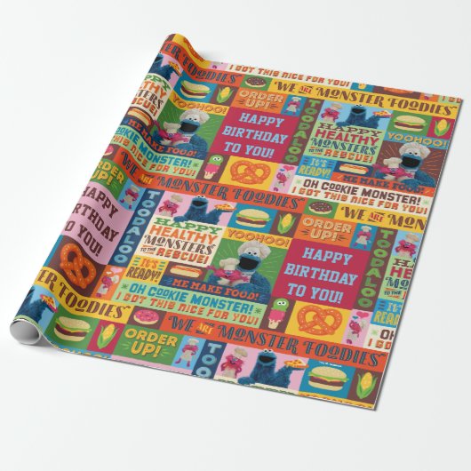クッキーモンスターのグルメトラックパターン ラッピングペーパー (アンロールド)