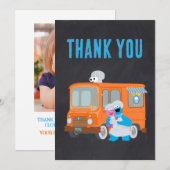 クッキーモンスターのチョークボードフードトラック誕生日 サンキューカード (正面/裏面)