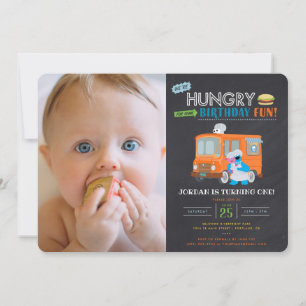 クッキーモンスターのフードトラックの黒板の誕生日 招待状