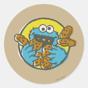 クッキーモンスターのレトロ ラウンドシール