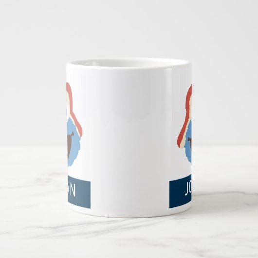 クッキーモンスターウッドランド顔 |名前の追加 ジャンボコーヒーマグカップ (正面)