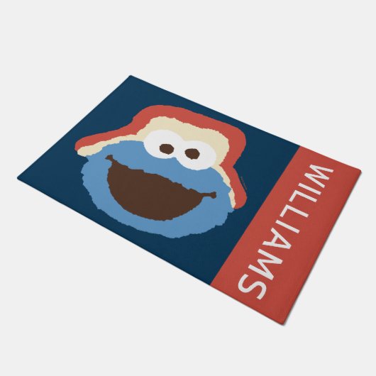 クッキーモンスターウッドランド顔 |名前の追加 ドアマット (アングル)