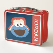 クッキーモンスターウッドランド顔 |名前の追加 メタルランチボックス (正面)