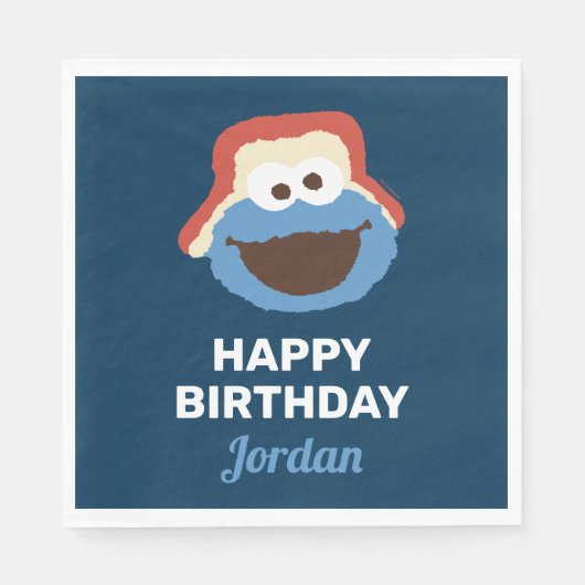 クッキーモンスターウッドランド顔 |誕生日 スタンダードランチョンナプキン (正面)