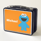 クッキーモンスターウールスタイル |名前の追加 メタルランチボックス (裏面)
