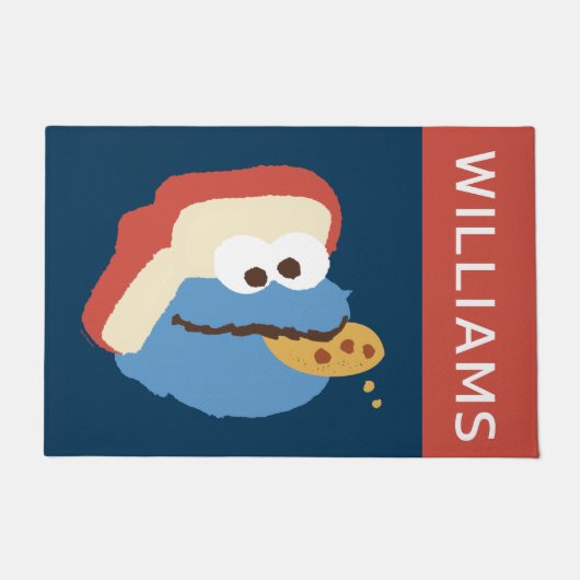 クッキーモンスターキャンプクッキー |名前の追加 ドアマット (正面)