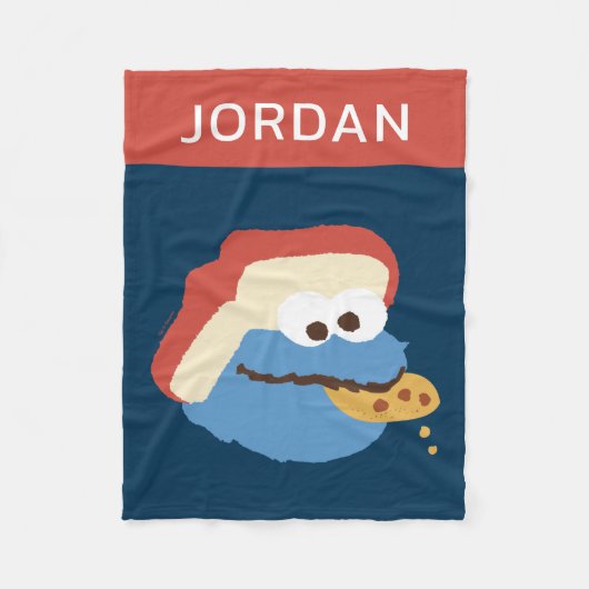 クッキーモンスターキャンプクッキー |名前の追加 フリースブランケット (正面)