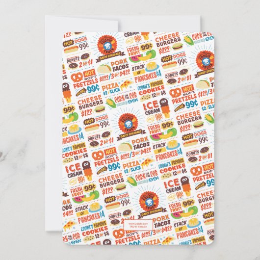 クッキーモンスターチャルクボードフードトラック誕生日インヴィ 招待状 (裏面)