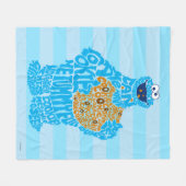 クッキーモンスターパターンの塗りつぶし フリースブランケット (正面(横))