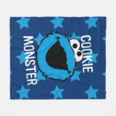 クッキーモンスターパターン顔 フリースブランケット (正面(横))