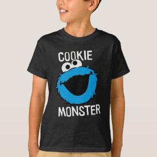 クッキーモンスターパターン顔 Tシャツ